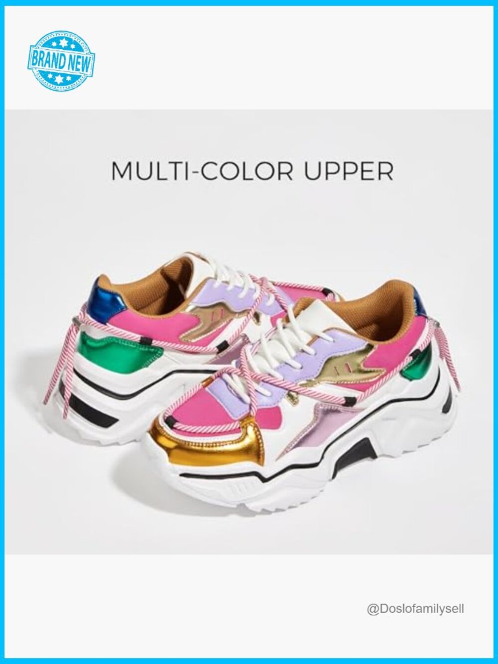 Platform Fashion Sneakers Chunky Dad Shoes Colorblock Retro Comfortable Lace-Up - Picture 3 of 7